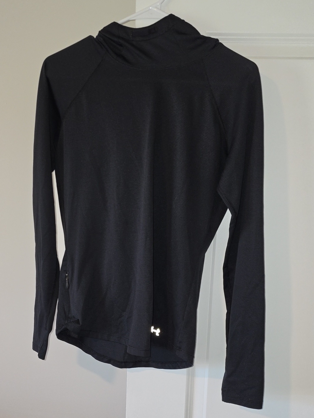 Under Armour Black Long-Sleeve Hooded Performance Top with Reflective Logo